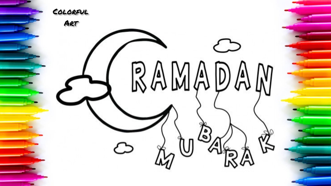 Simple Ramadan Illustration for Coloring | Creative Line Art Idea