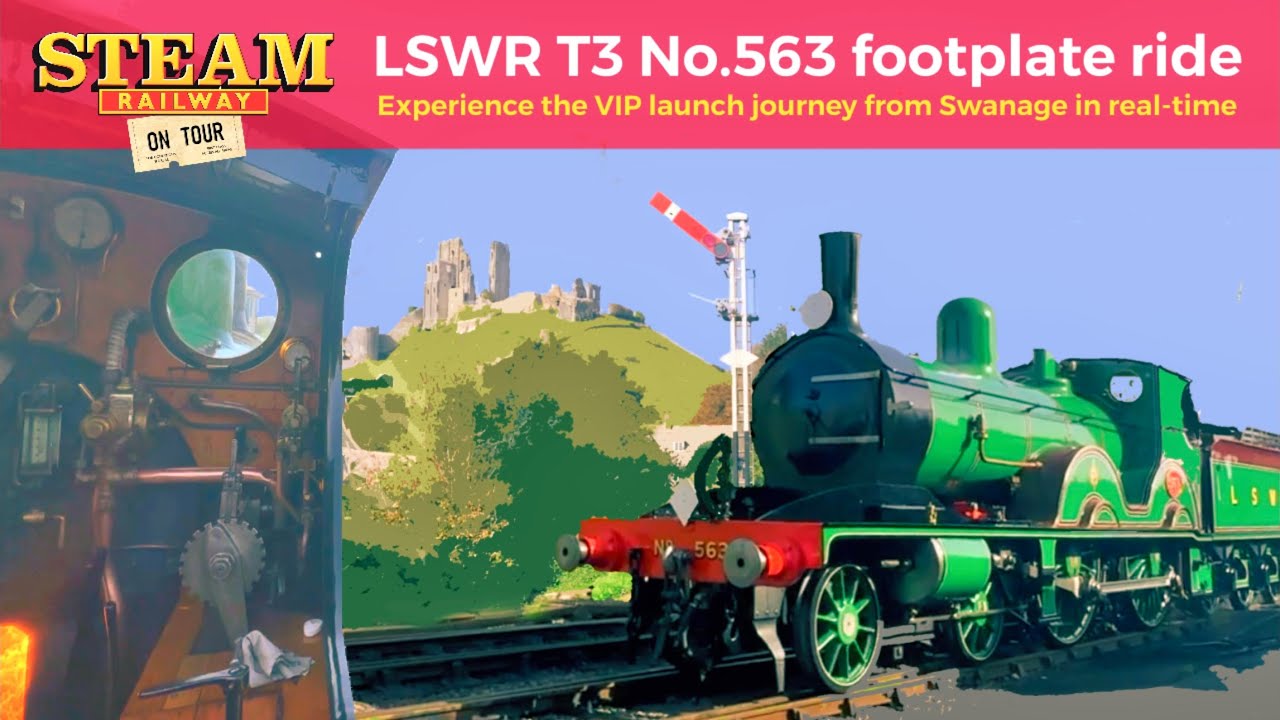 Real-time ride on Swanage Railway LSWR T3 steam loco 563: its first passenger train in 75 years