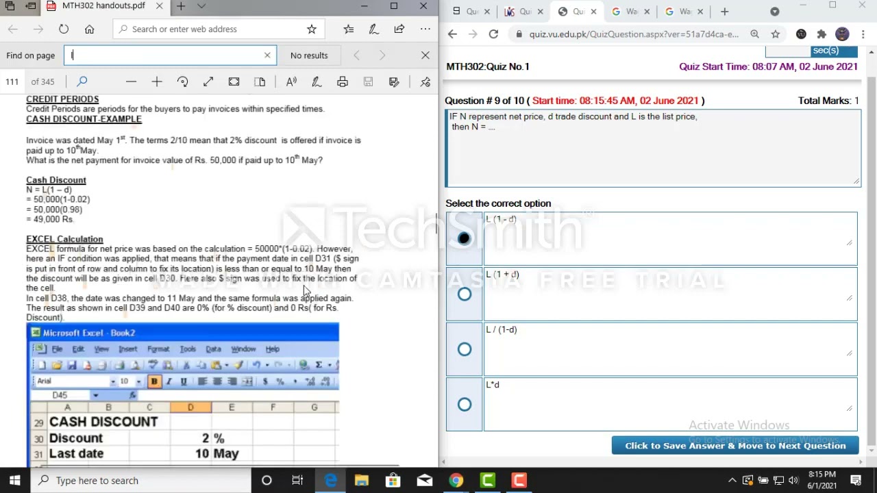 MTH302 Quiz Solution 1 || MTH302 Midterm Quiz