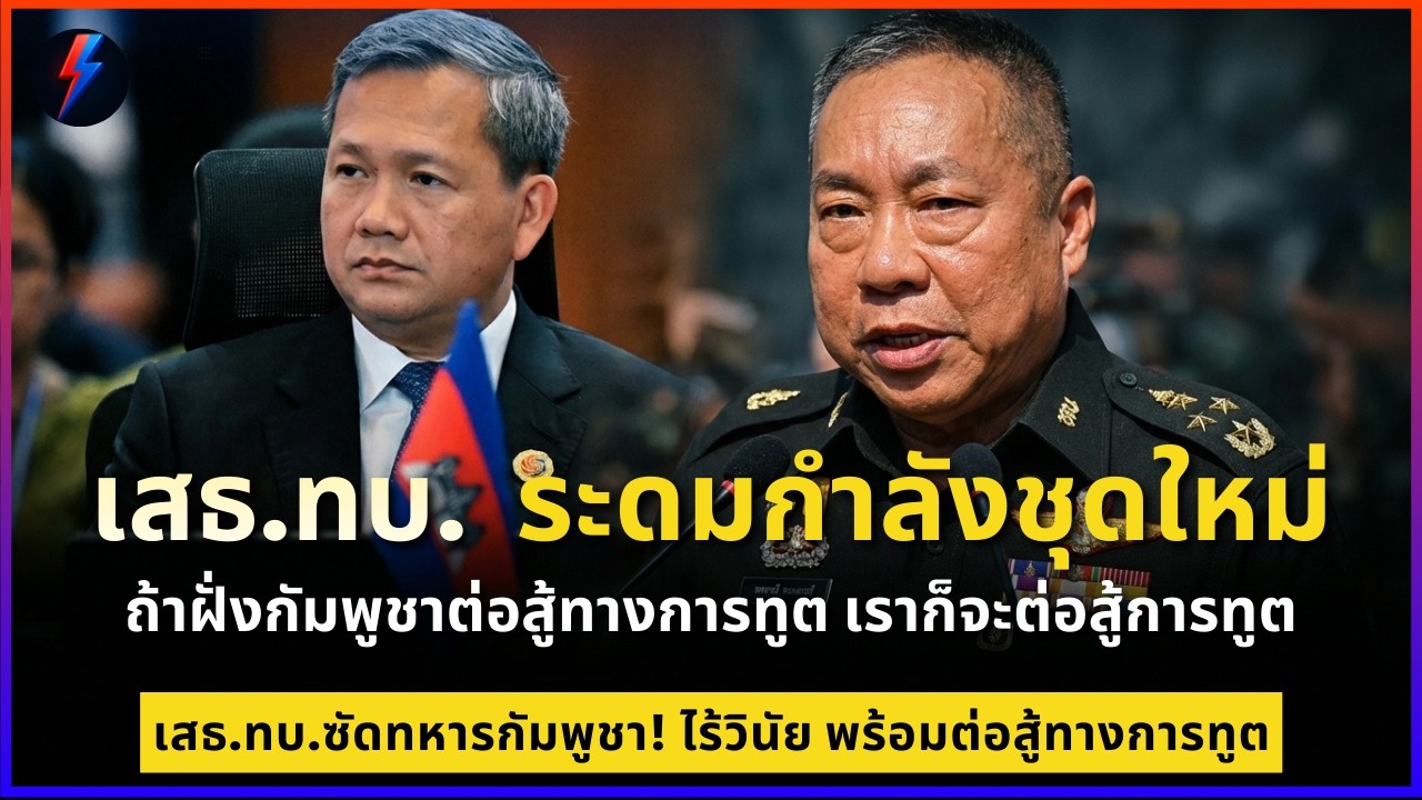 เสธ.ทบ.  ระดมกำลังชุดใหม่ เสธ.ทบ.ซัดทหารกัมพูชา! ไร้วินัย พร้อมต่อสู้ทางการทูต