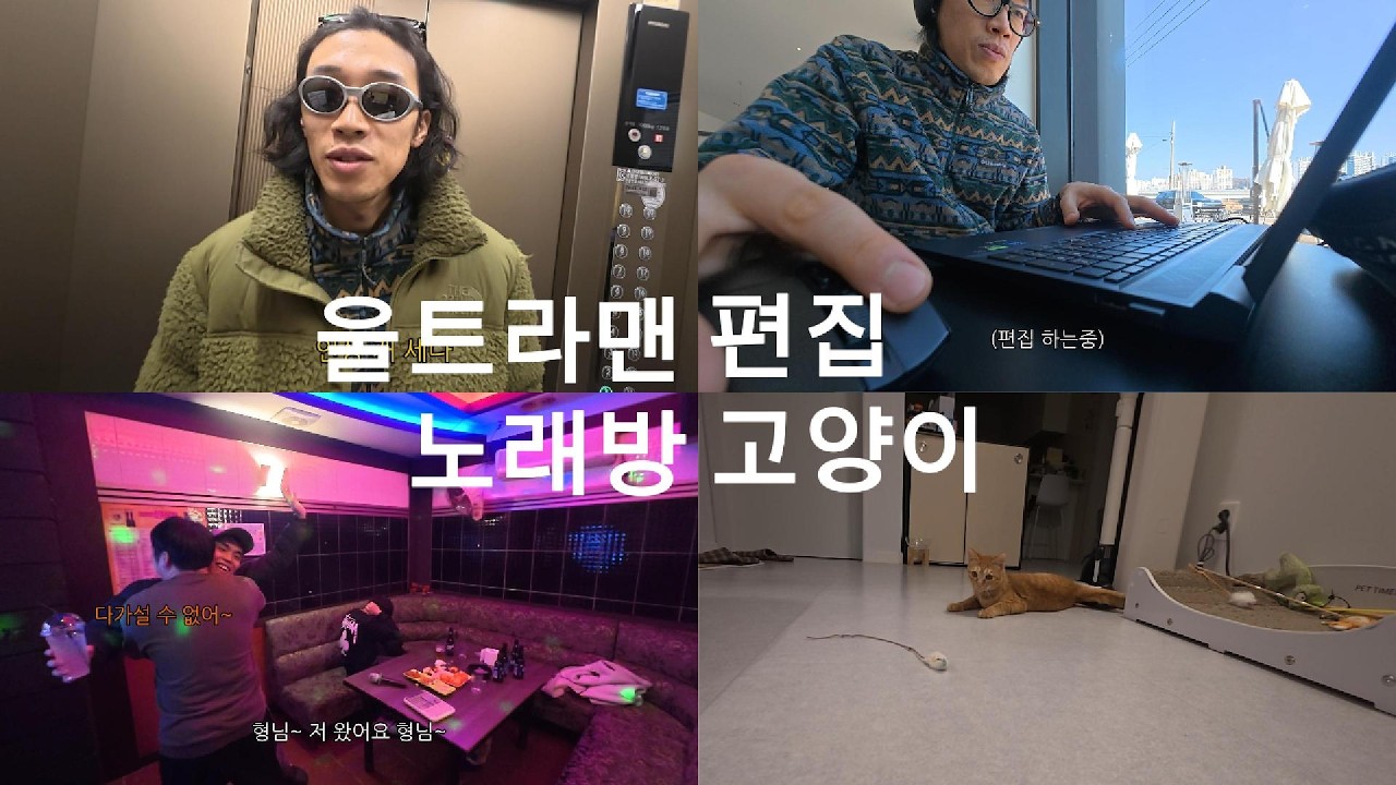 30대후반아저씨주말브이로그/마트가기/카페가서편집/고양이랑 놀아주기/노래방에서 신난 아저씨들