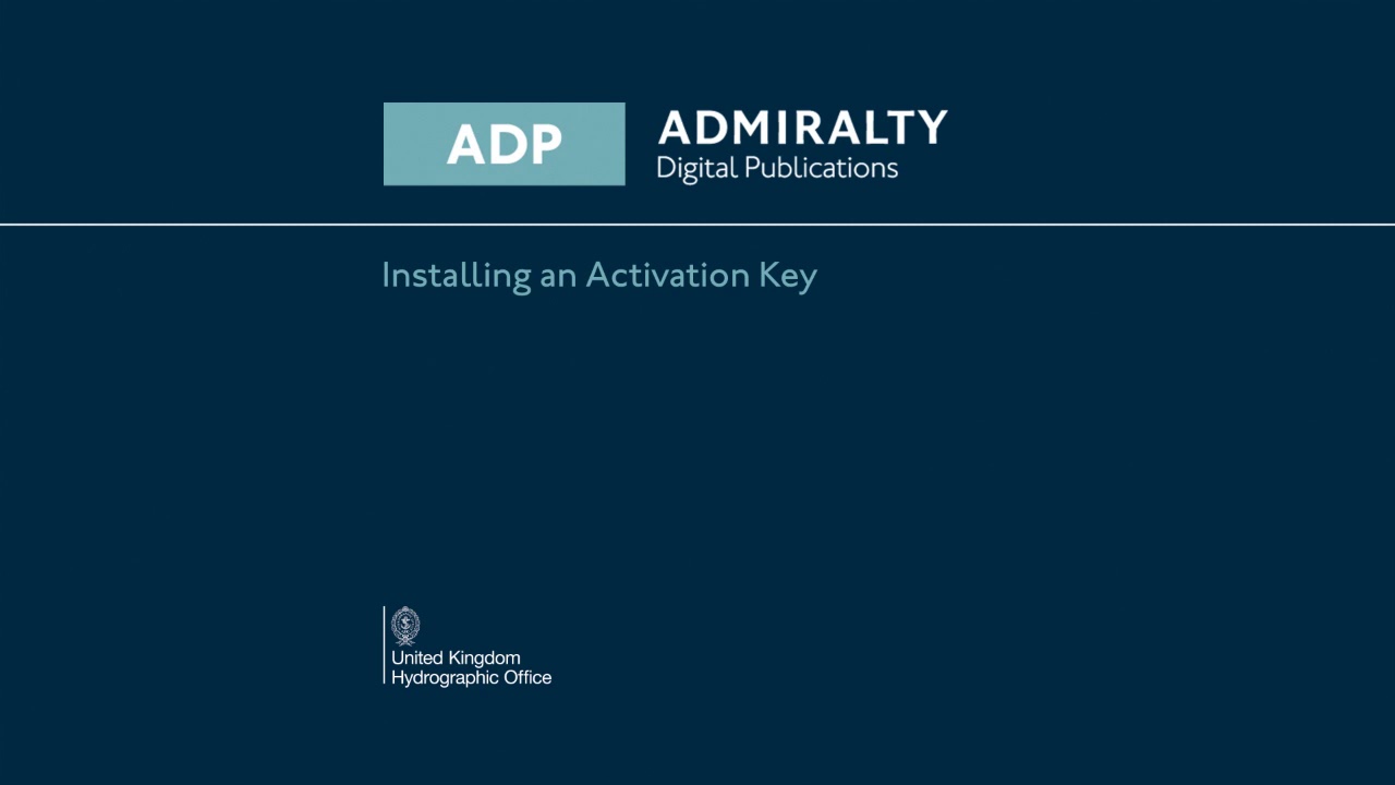 Installing an ACTIVATION KEY / ADMIRALTY DIGITAL PUBLICATION