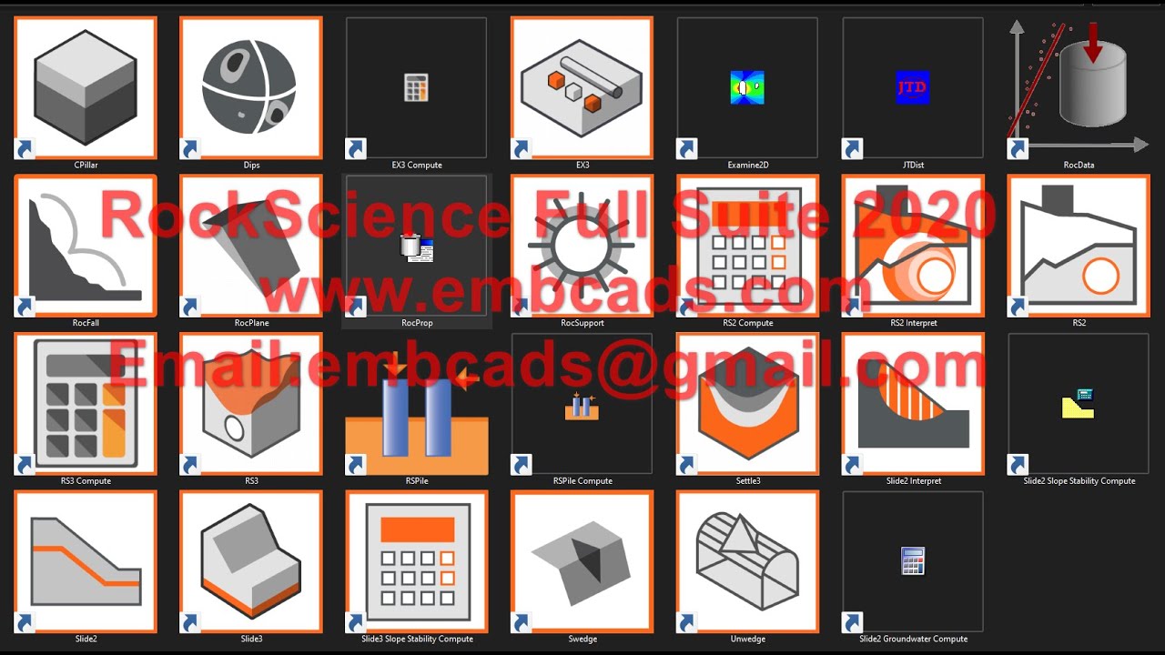 RocScience 2020 FullPack (RS2+RS3+Slide3+Slide2+CPilar+Dips+EX3+Examine2D+RocData+RocFall+Roctopple)