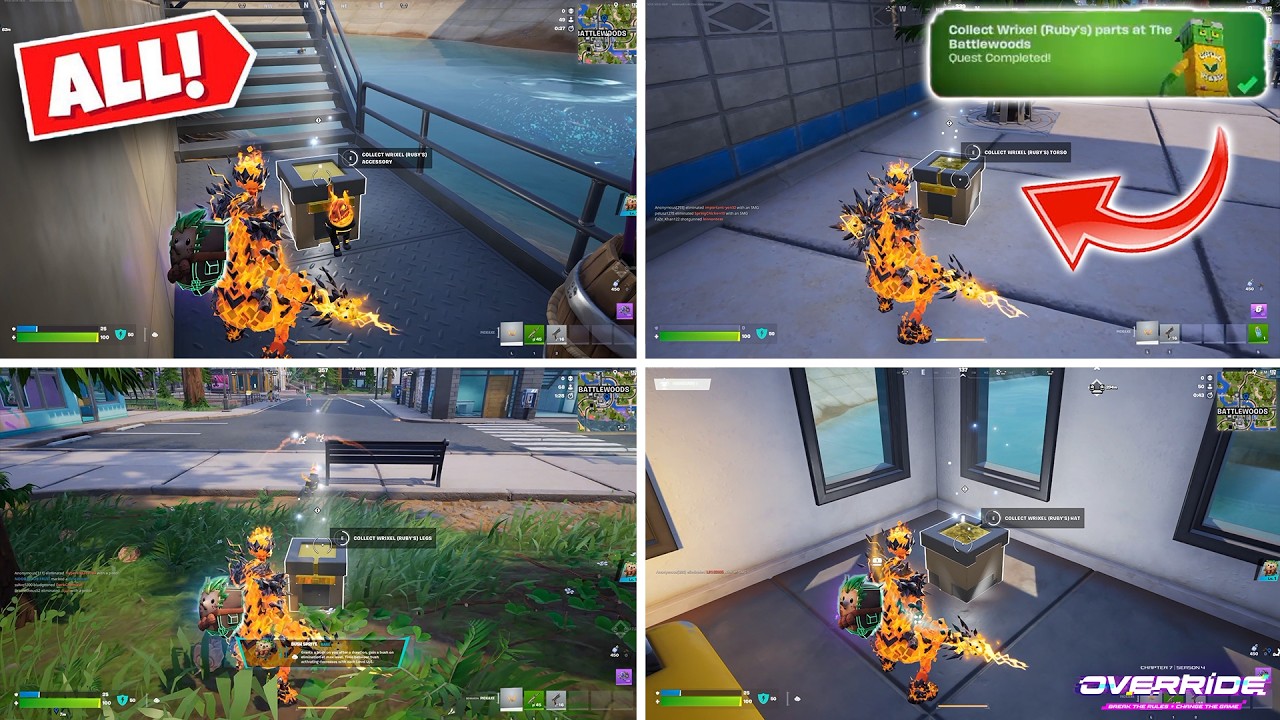 Соберите части Wrixel (стиль Руби) в Battlewoods | Квесты Fortnite &laquo;Собери своего Wrixel&raquo;