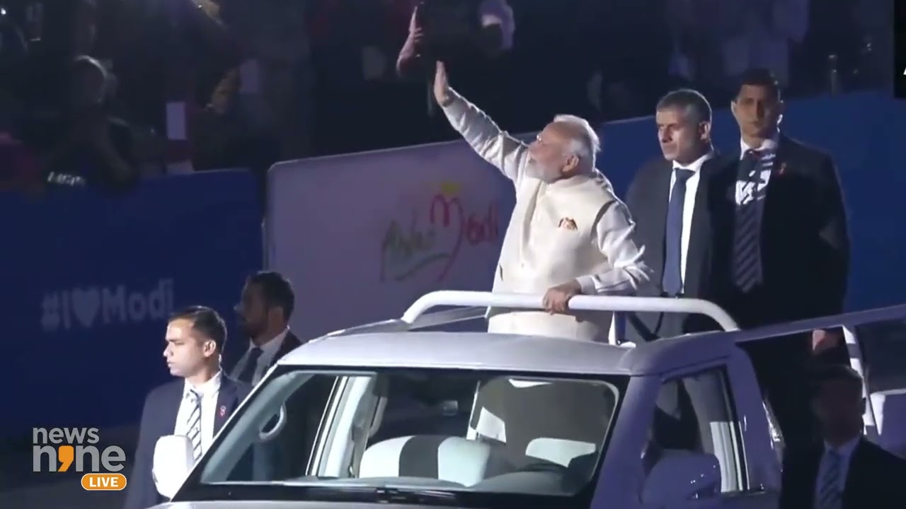 PM Modi Extends Warm Greetings to Audience at Zayed Sports Stadium | News9