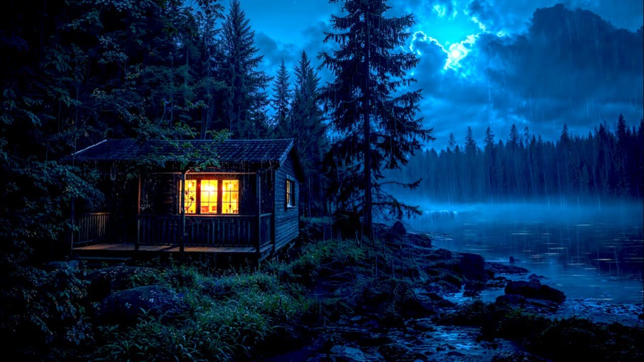 Finally Sleep Soundly: Heavy Rain Sounds at Our Cozy Lake Cabin 🌧️