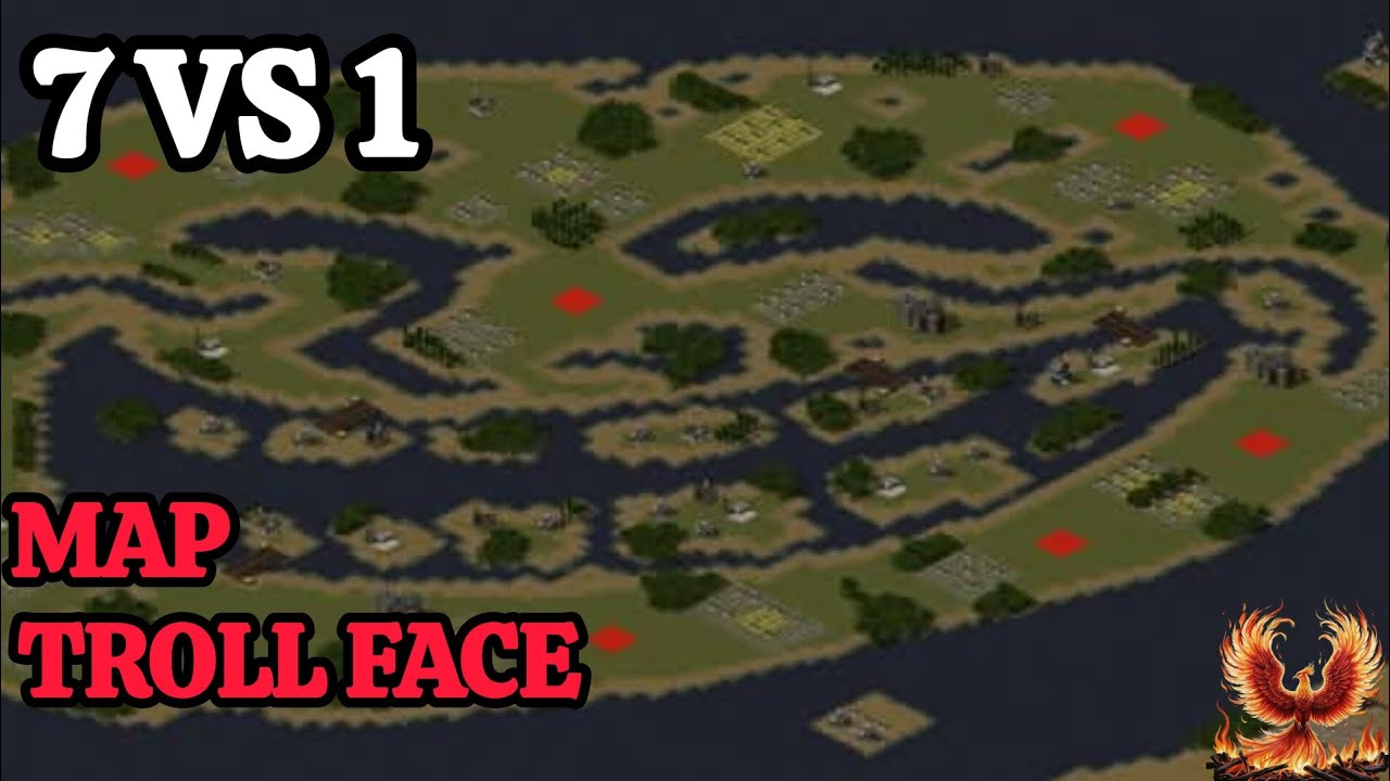 Red Alert 2| Troll Face map have fun (7 vs 1) Yuris Revenge offline gameplay command and conquer