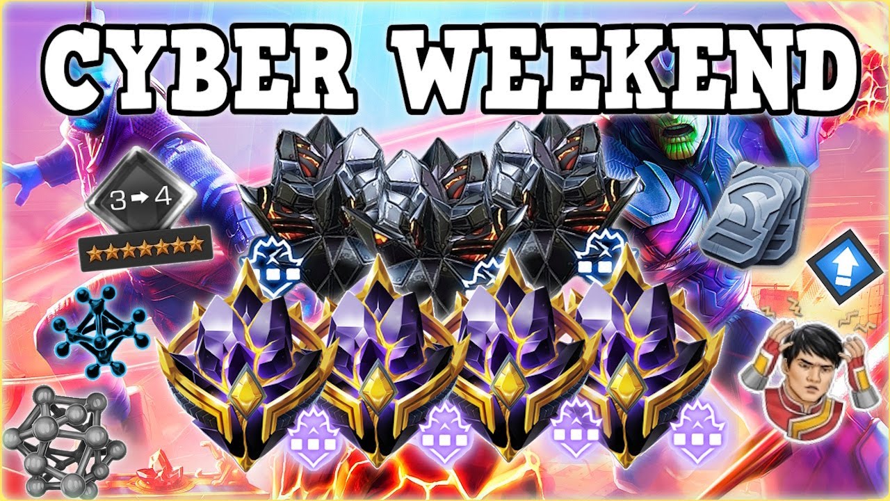 HUGE CYBER WEEKEND OPENING! 7 STAR RANK 4 GEMS + NEXUS CRYSTALS & MORE! |Marvel Contest of Champions