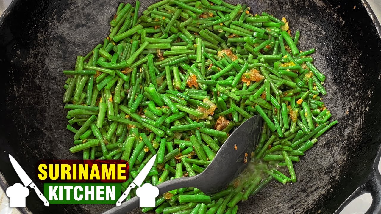 Surinaamse Verse Kouseband KOKEN IN SURINAME | Surinamese Fresh Long Beans COOKING IN SURINAME