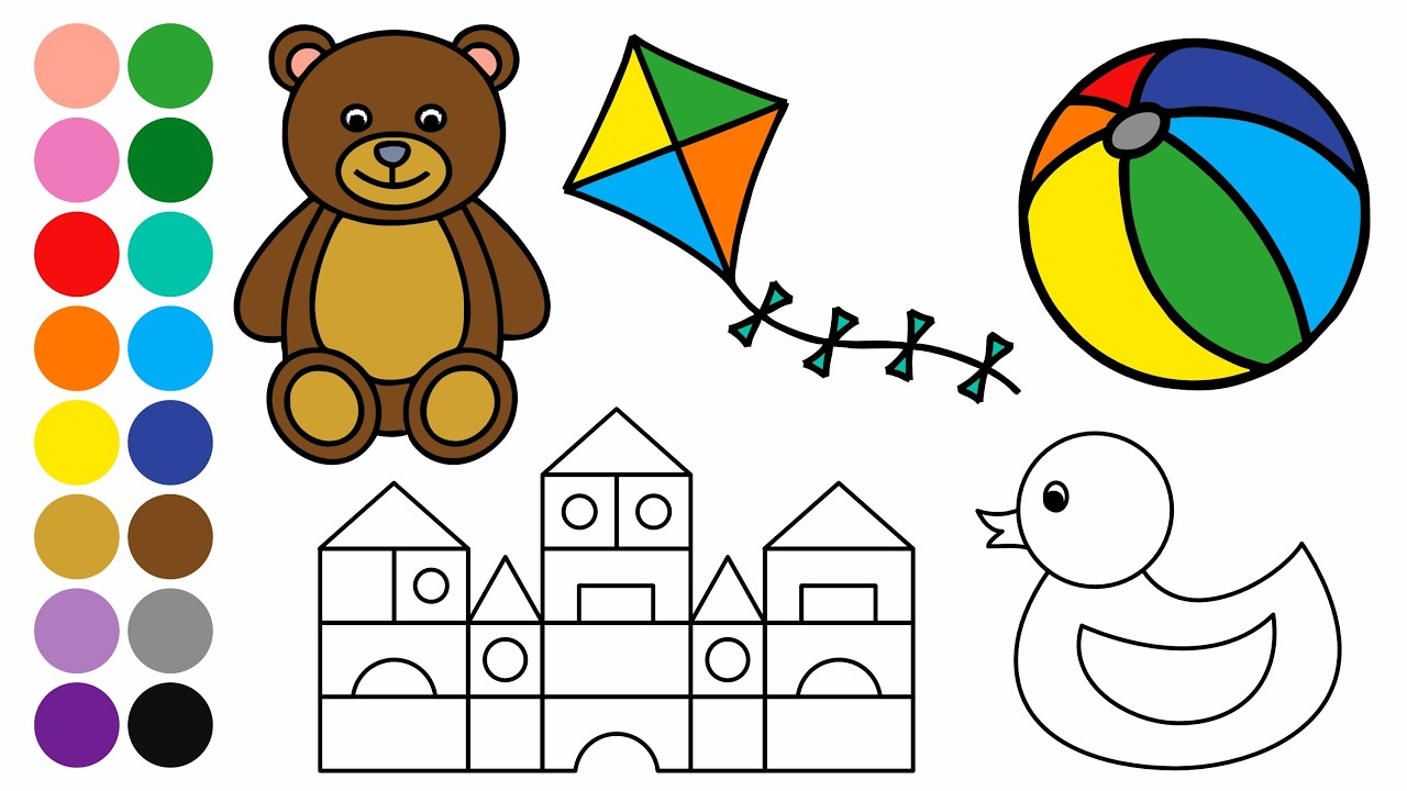TOYS Drawing, Painting, Coloring for Kids and Toddlers | Learn How to Draw