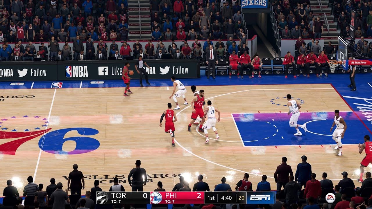 NBA LIVE 19 - Toronto Raptors vs Philadelphia 76ers - CPU SIM Full Game PS4 PRO - HD