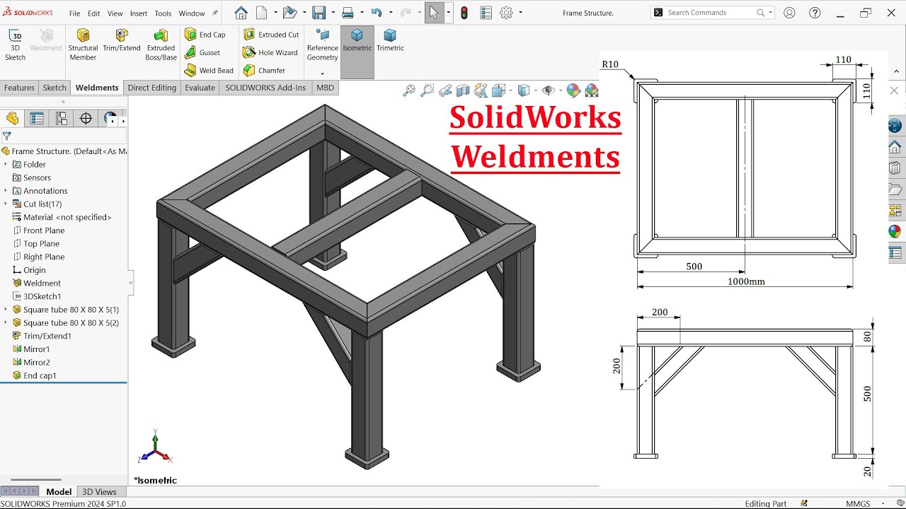 Designing Frame Structure in SolidWorks Weldments