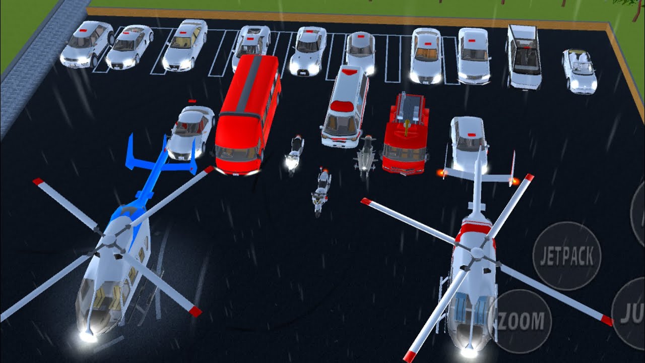 Sakura School Simulator Helicopter Chaos 🚁 | Rainy Night Emergency Parking Madness