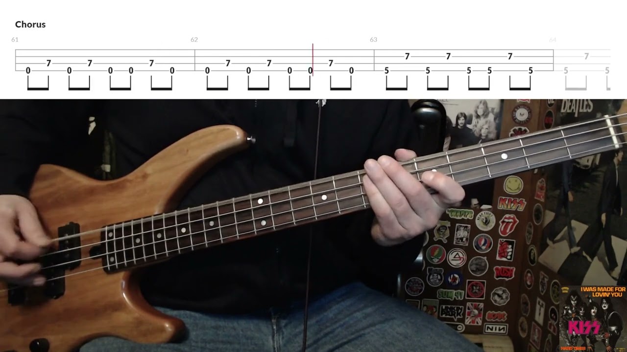 I Was Made For Lovin' You by Kiss - Bass Cover with Tabs Play-Along