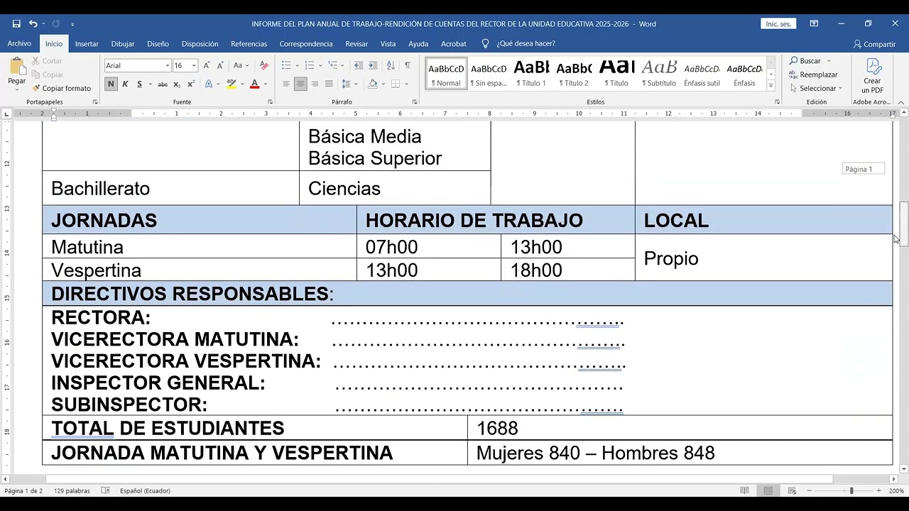 INFORME DEL PLAN ANUAL DE TRABAJO_RENDICIÓN DE CUENTAS DEL RECTOR AÑO LECTIVO 2025 – 2026