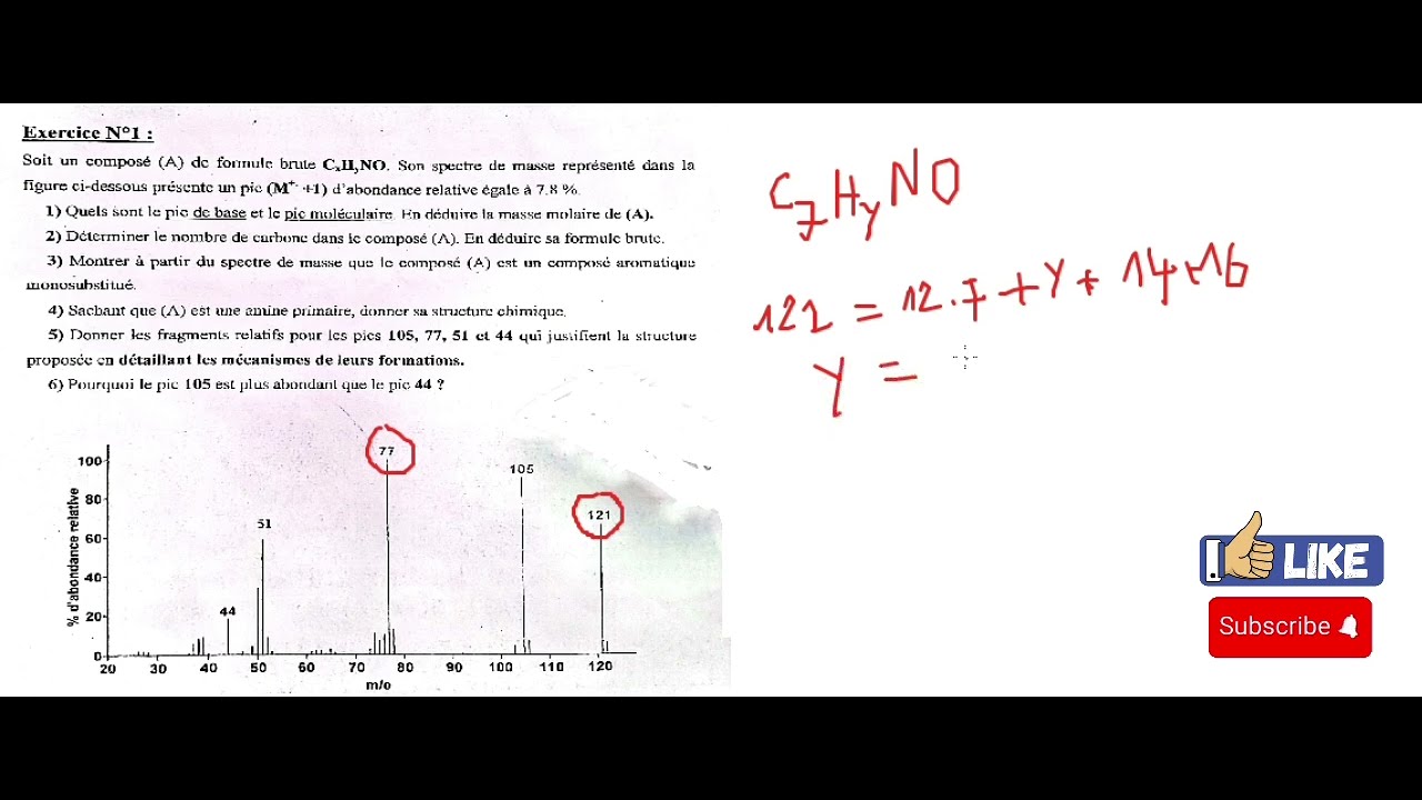 correction exercice 1 : examen Spectrométrie de masse 2024 (part 1)