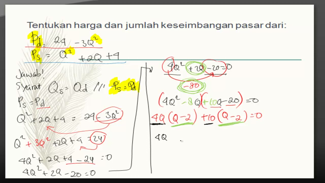 PENERAPAN FUNGSI NON-LINIER PADA FUNGSI PERMINTAAN PENAWARAN DAN KESEIMBANGAN PASAR