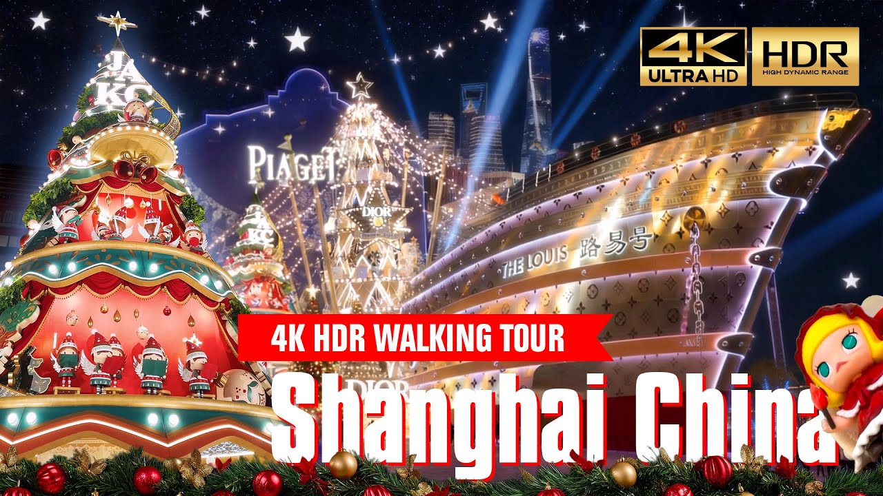 Shanghai Winter Walk: A Luminous Forest of Christmas Lights | 4K HDR 60fps