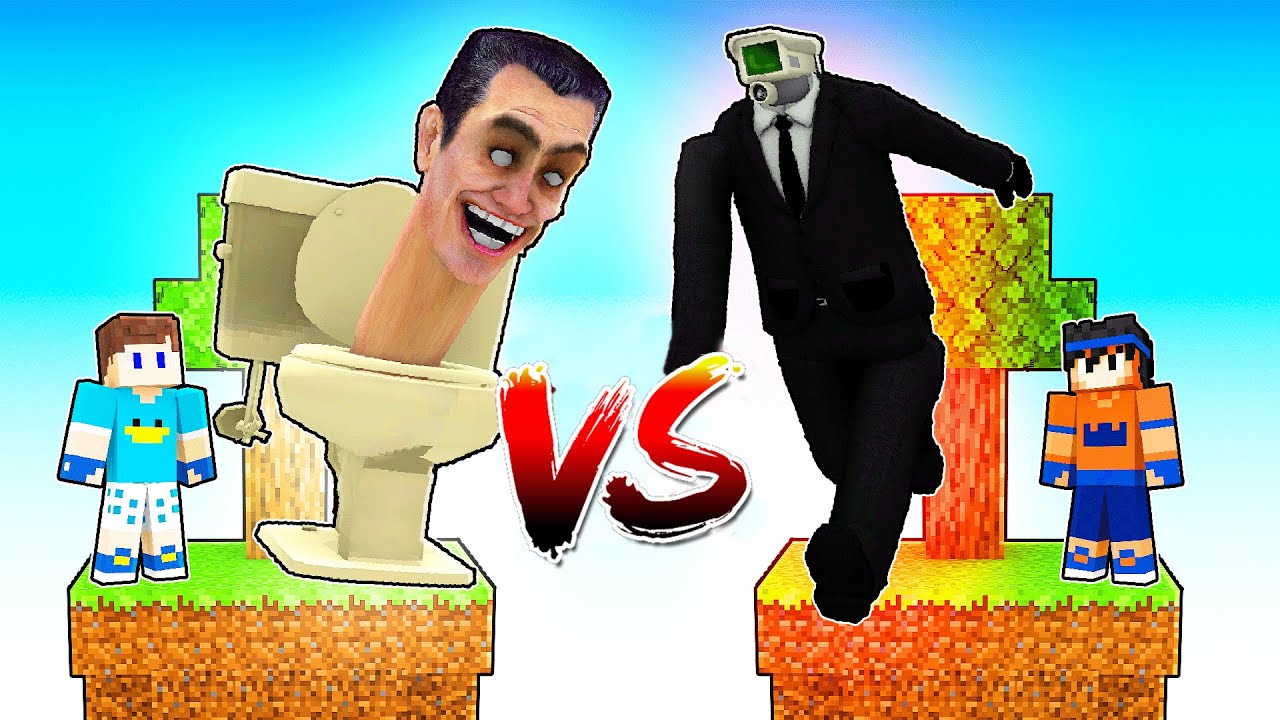 ILHA PRIVADA SKIBIDI VS ILHA CAMERA LUCKY BLOCK NO MINECRAFT!! (Skibidi Toilet)