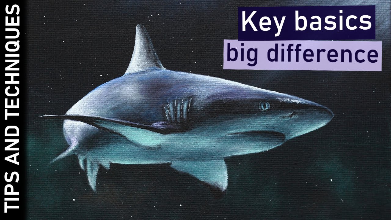 Realistic Shark acrylic painting | The value of blending & layering