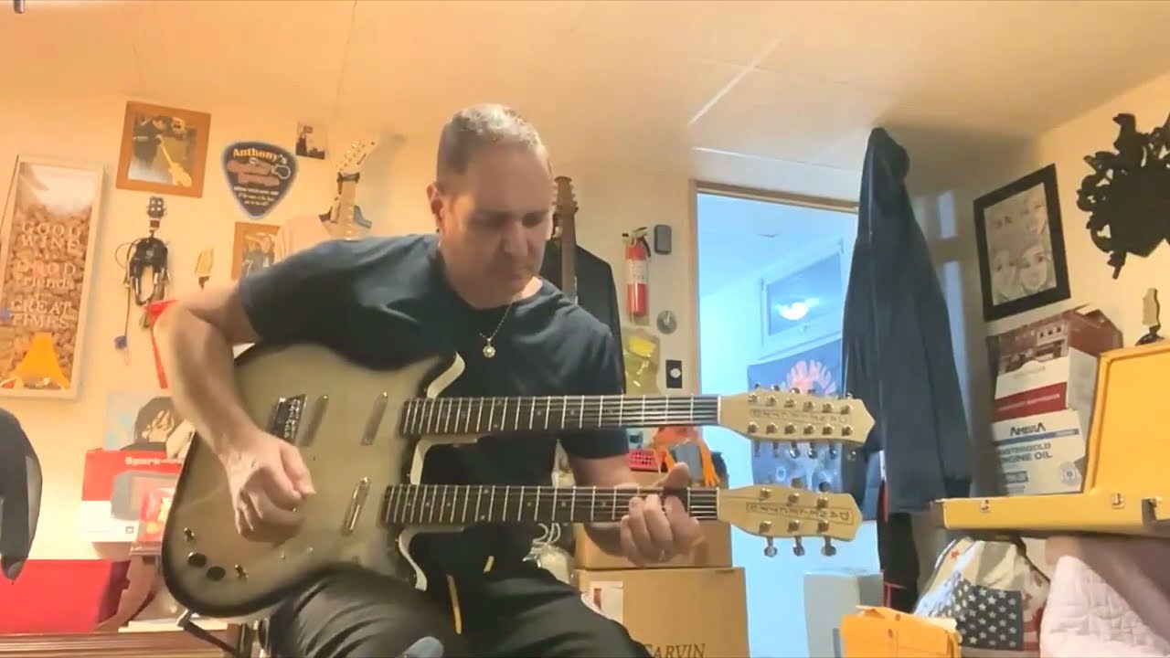 Danelectro Double Neck DC 6/12 Silverburst Demo only Tony Semo Original music