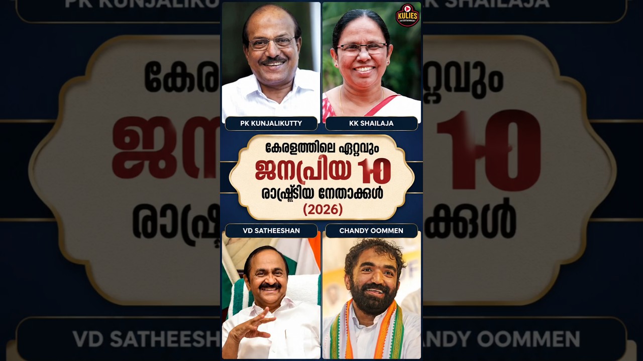 Top 10 Most Popular Political Leaders In Kerala (2026) #shorts #short #kerala #keralaministers