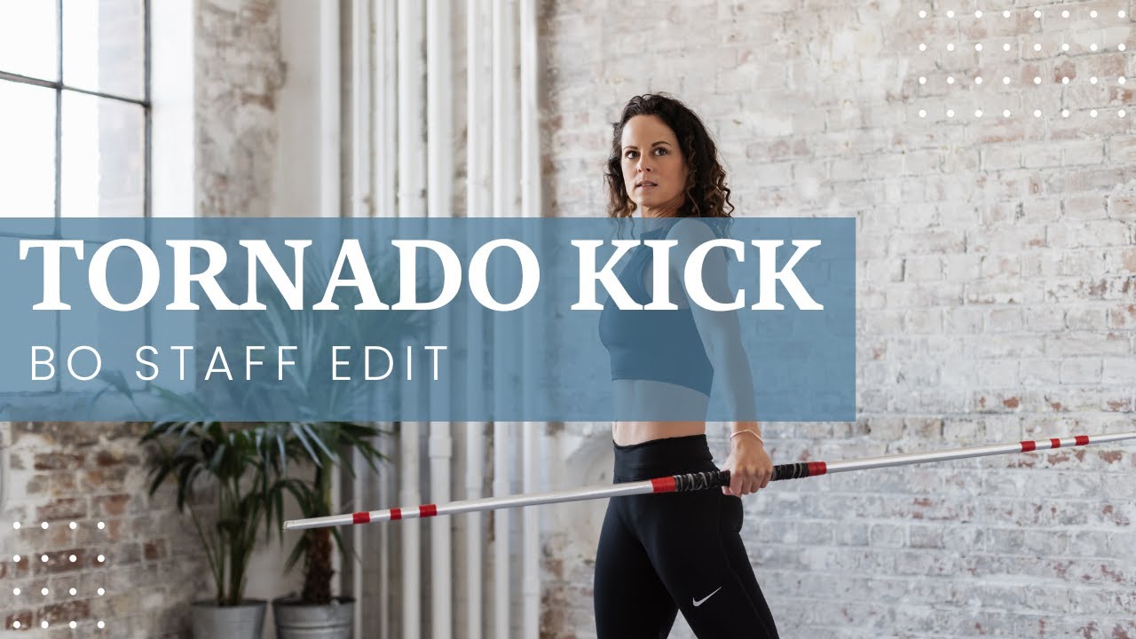 Tornado kick with the Bo Staff