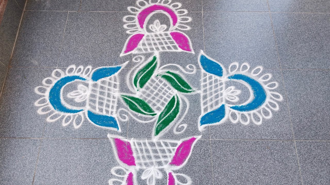 7*1 muggu withcolours Daily Muggulu,Daily rongoli,simple rangoli,SimpleMuggulu, simple kolam,Muggulu