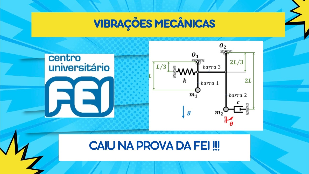 Caiu na FEI! Sistema com Barras, Mola e Amortecedor | Vibrações Mecânicas Resolvido