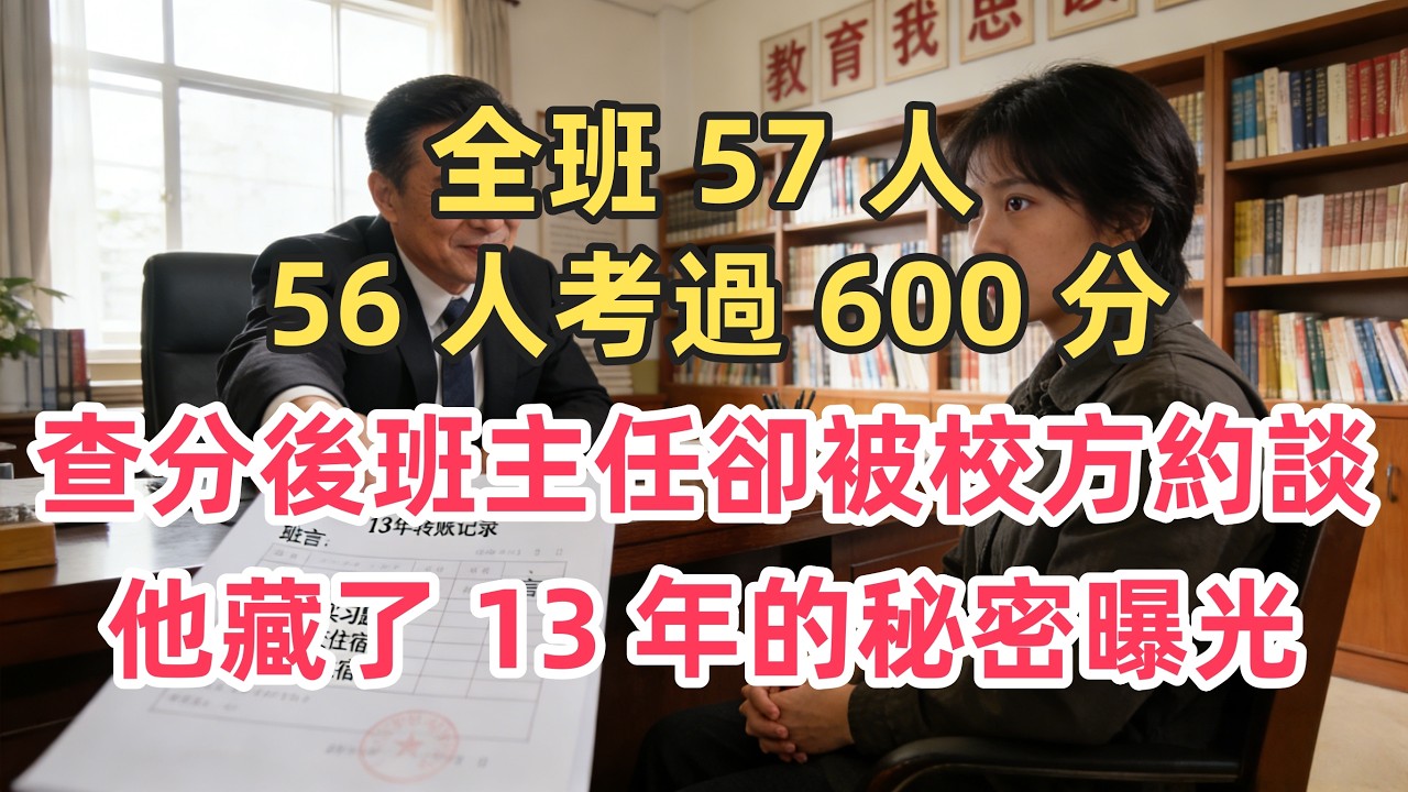 全班 57 人 56 人考過 600 分！查分後班主任卻被校方約談：他藏了 13 年的秘密曝光