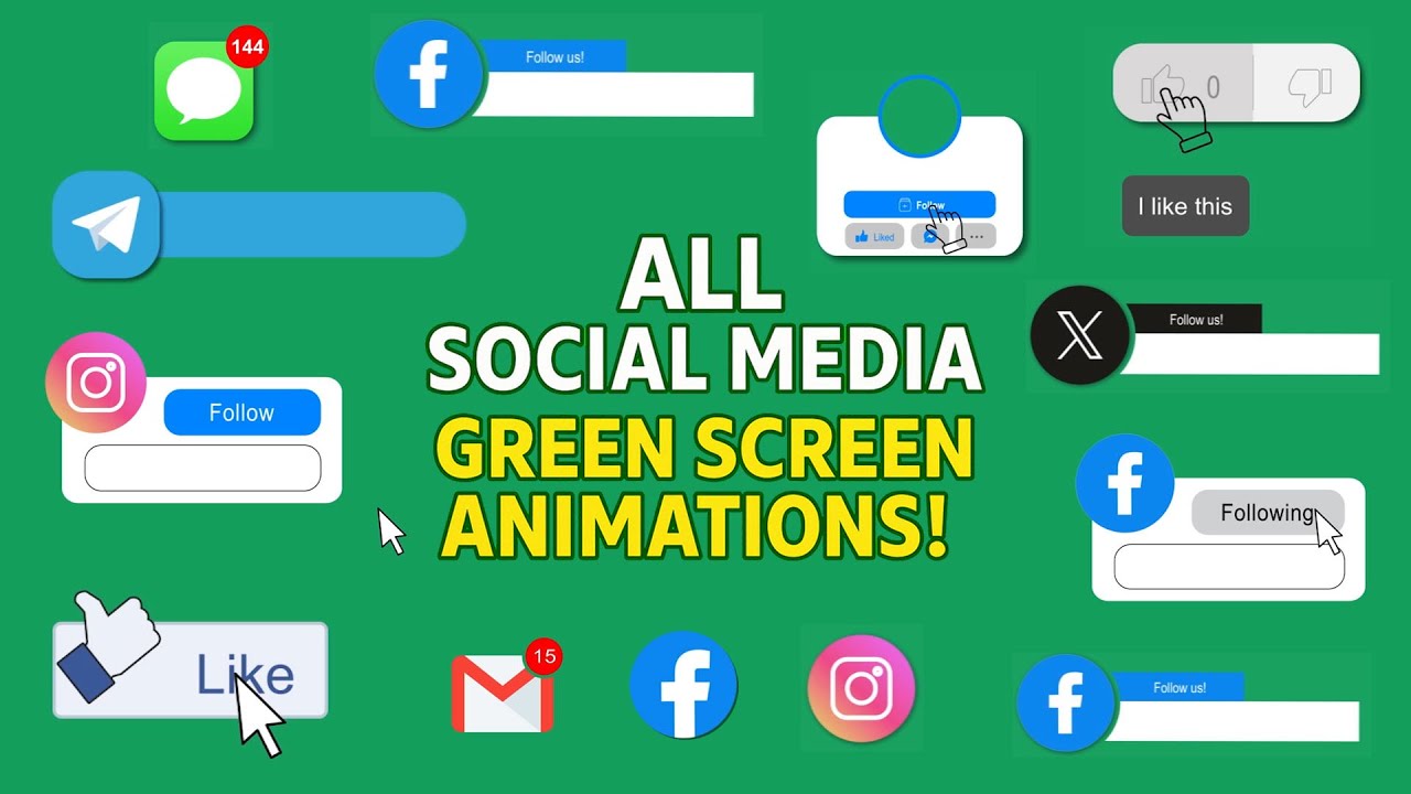Green Screen Social Media Icons Animation &ndash; No Copyright