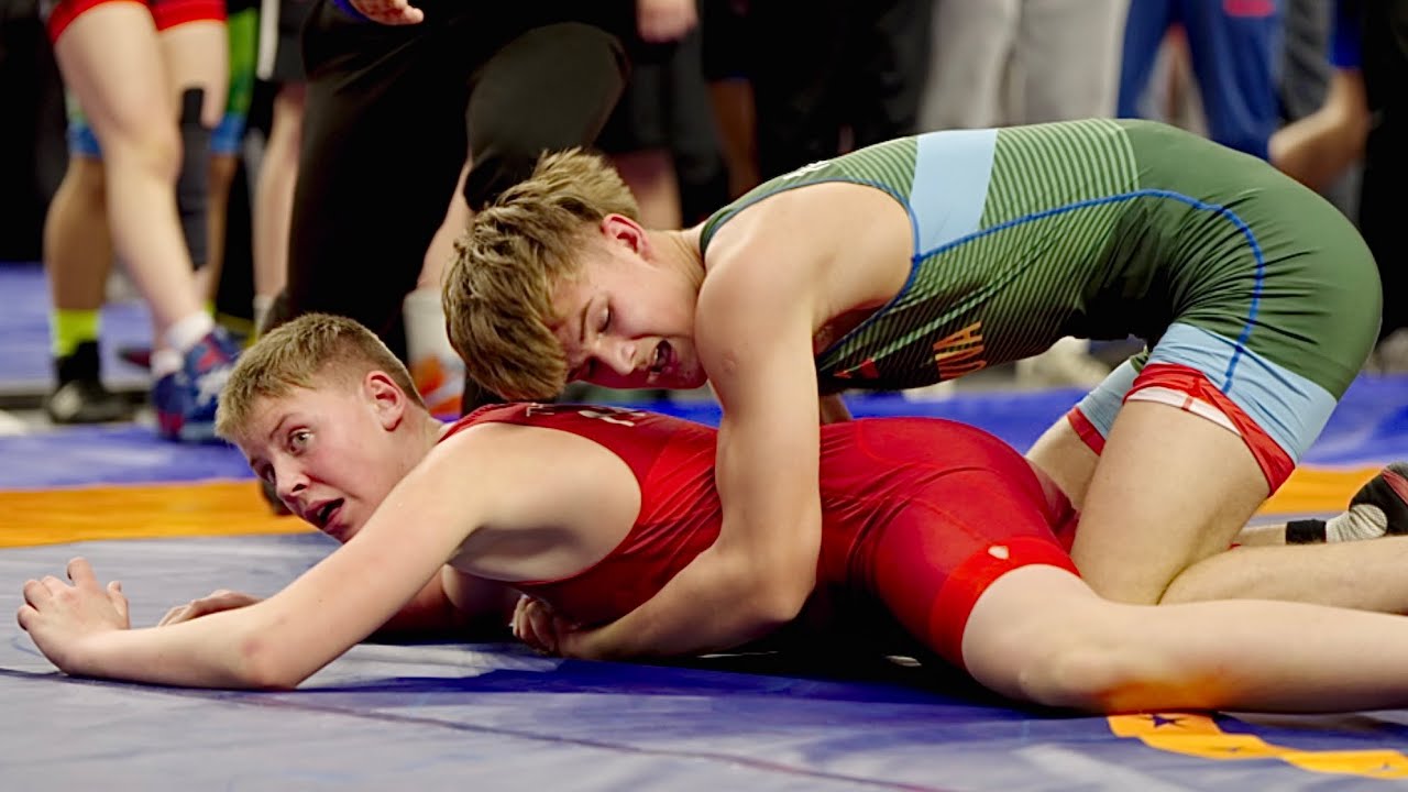 U15 Jonas Thoresen (NOR) vs Erikas Mitiulis (LTU) 68kg. Greco-roman boys wrestling tournament.
