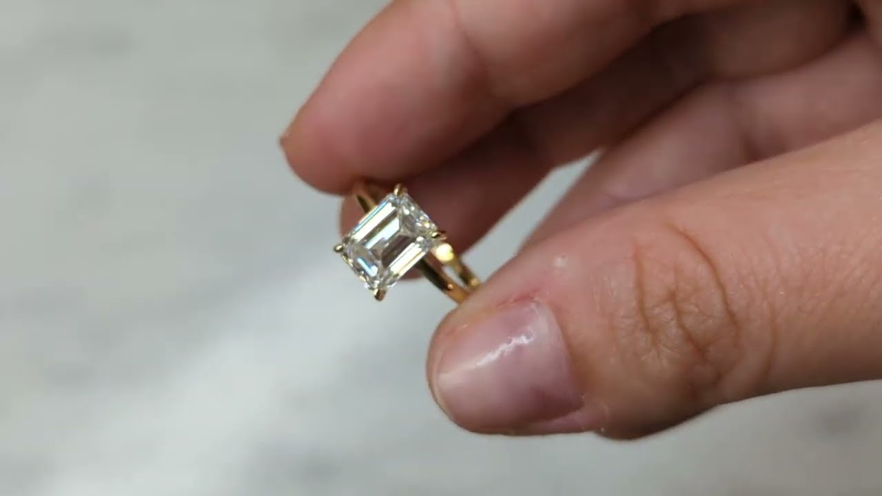 1.5 Ct Emerald Cut Solitaire Engagement Ring, Emerald Cut Engagement Ring, Emerald Cut Ring