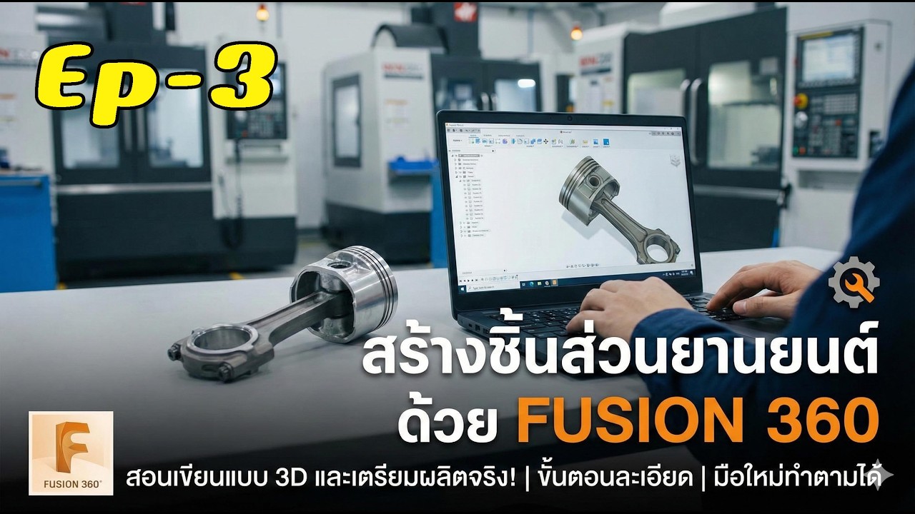Fusion360 Ep-3 สร้างชิ้นงานตามแบบ 2D  By Narpop3d.