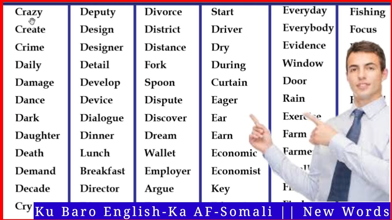 ku Baro English-ka AF-Somali || New Vocabulary Cusub.|| HD 2021