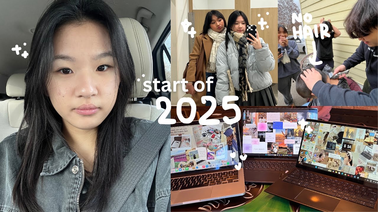 NEW YEAR VLOG: my resolutions for 2025, creating mood boards, shaving my friend's hair, at home eats