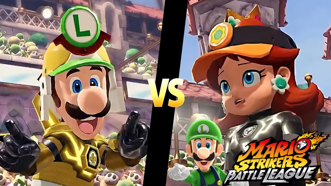 Mario Strikers Battle League Team Luigi vs Team Daisy in Royal Castle