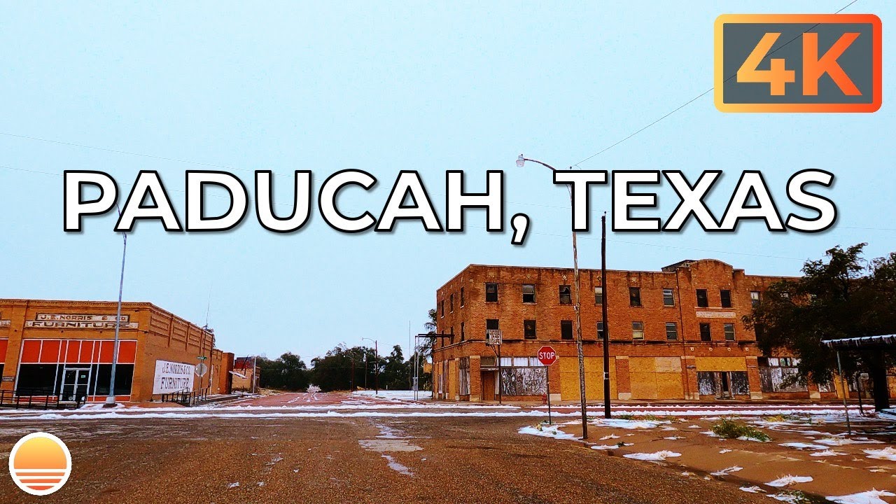 Paducah, Texas, USA After a Winter Storm Hit Cottle County. An UltraHD 4K Real Time Driving Tour.