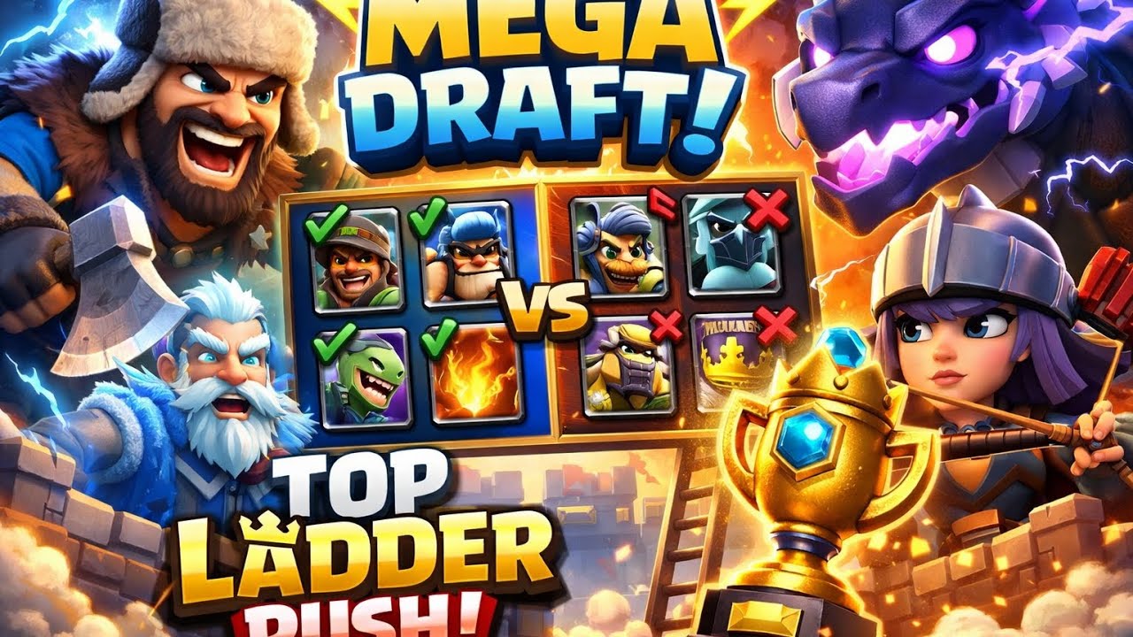 Mega Draft 🔴Top Ladder 🔴Global Push🔴 CLASH ROYALE. 