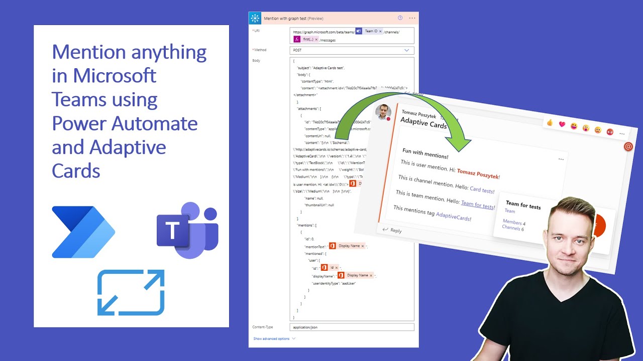Как упомянуть пользователя, тег, канал или команду в Microsoft Teams с помощью Power Automate и A...