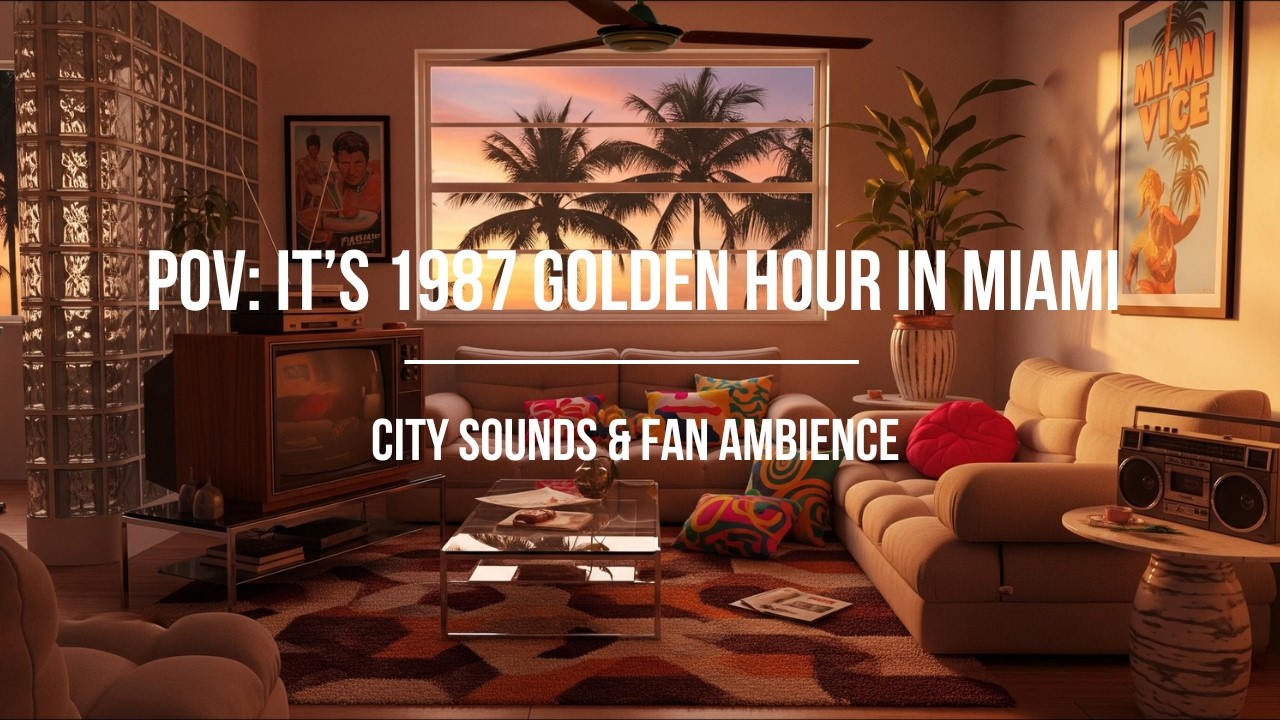 POV: It’s 1987 in Miami…Golden Hour in Your Apartment (City Sounds & Fan Ambience) 4 Hours