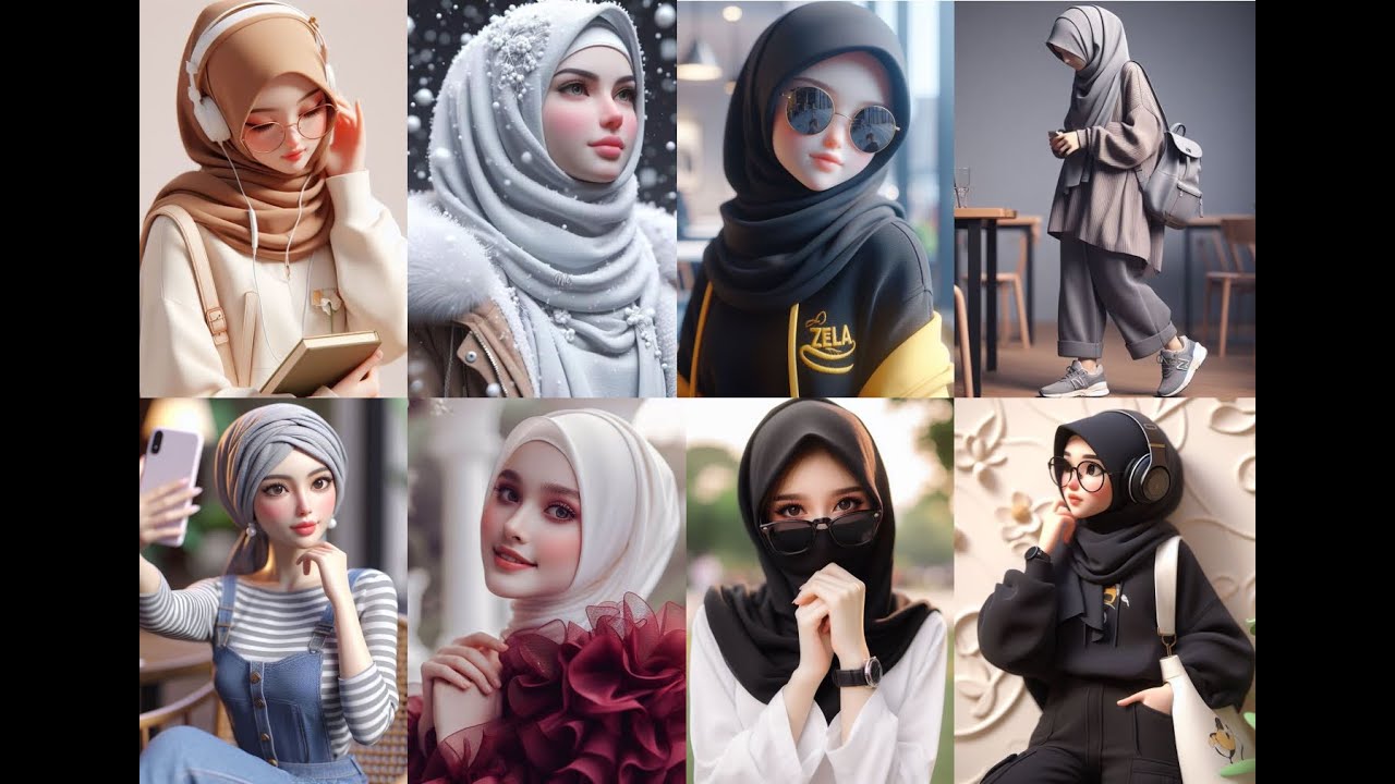 Cute Hijab Muslim girls dpz for profile picture||Cartoonic hijab girls dpz|Animate😍😍