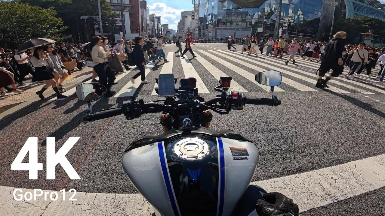 [4K] Yamaha MT09 in Shibuya | MotoGP Japan 2024 | GoPro