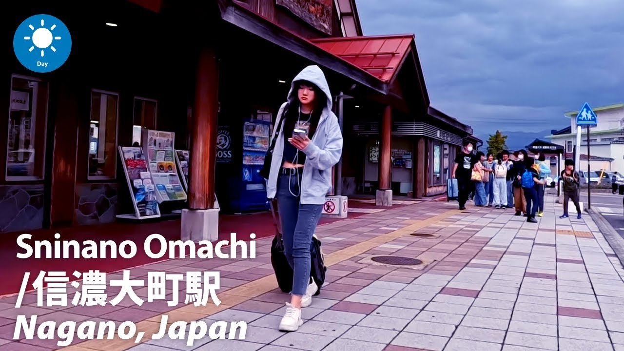 ⁴ᴷ Nagano: Shinano Omachi Station (長野県: 信濃大町駅) - Japan Walking Tour (April, 2024)