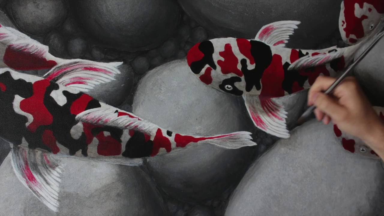 Koi Fish Painting Time-lapse/ How to paint koi fish