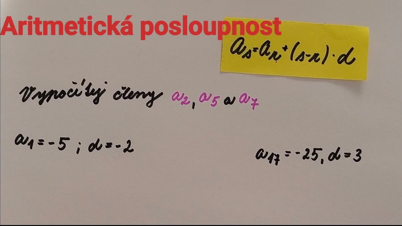 Aritmetická posloupnost, vypočítej členy