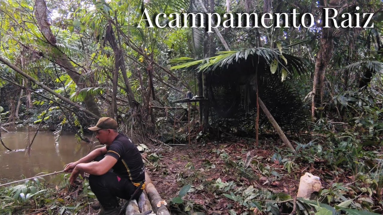 PESCARIA e ACAMPAMENTO RAIZ com MUITA FISGADA no CANIÇO de BAMBU 