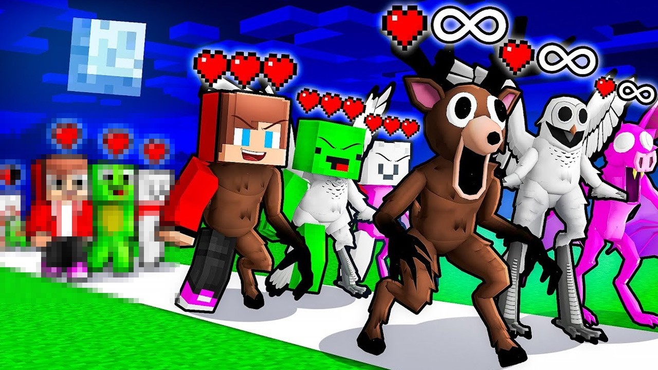 JJ vs Mikey vs Carrie: 99 NIGHTS IN THE FOREST EVOLUTION BATTLE in Minecraft - Maizen
