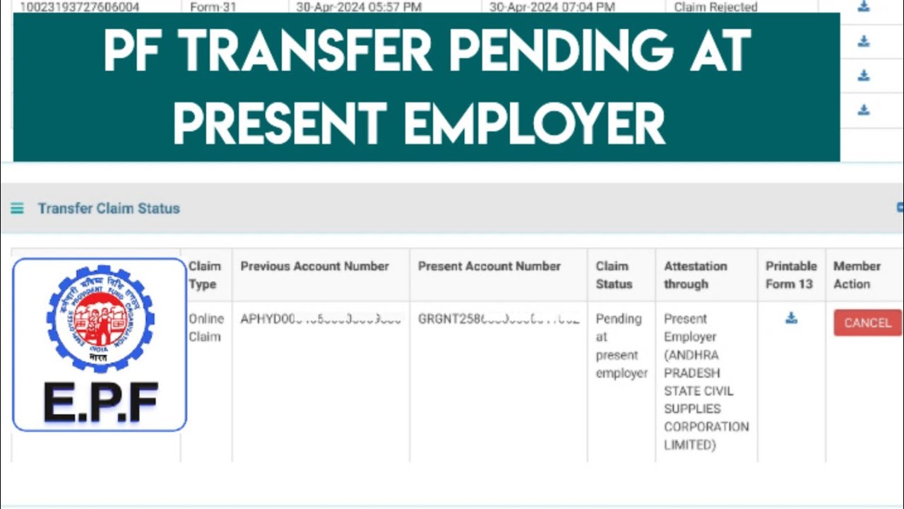 PF Transfer Pending at Present Employer Telugu
