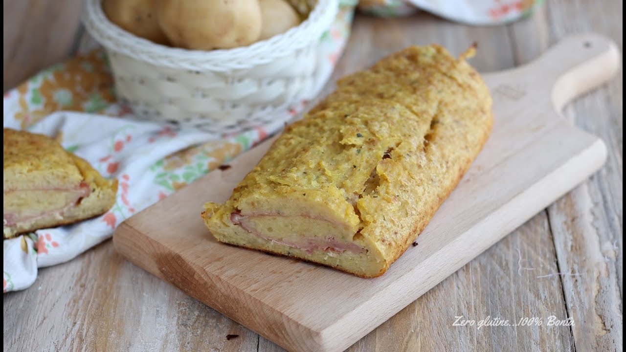 Polpettone di patate ripieno di prosciutto cotto e scamorza